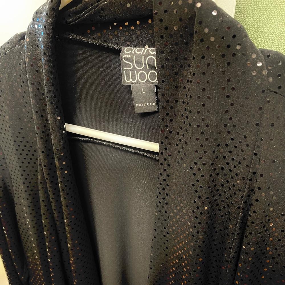 NWOT Clara Sun Woo -Shimmer dressy draped black cardigan sweater- unworn - - Picture 2 of 5